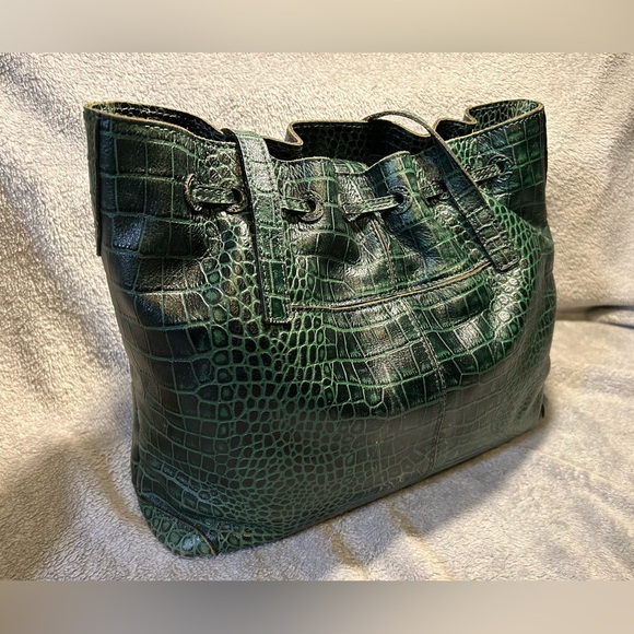 Patricia Nash 10th Anniversary Croc Embossed Leather Tassel Shoulder Bag